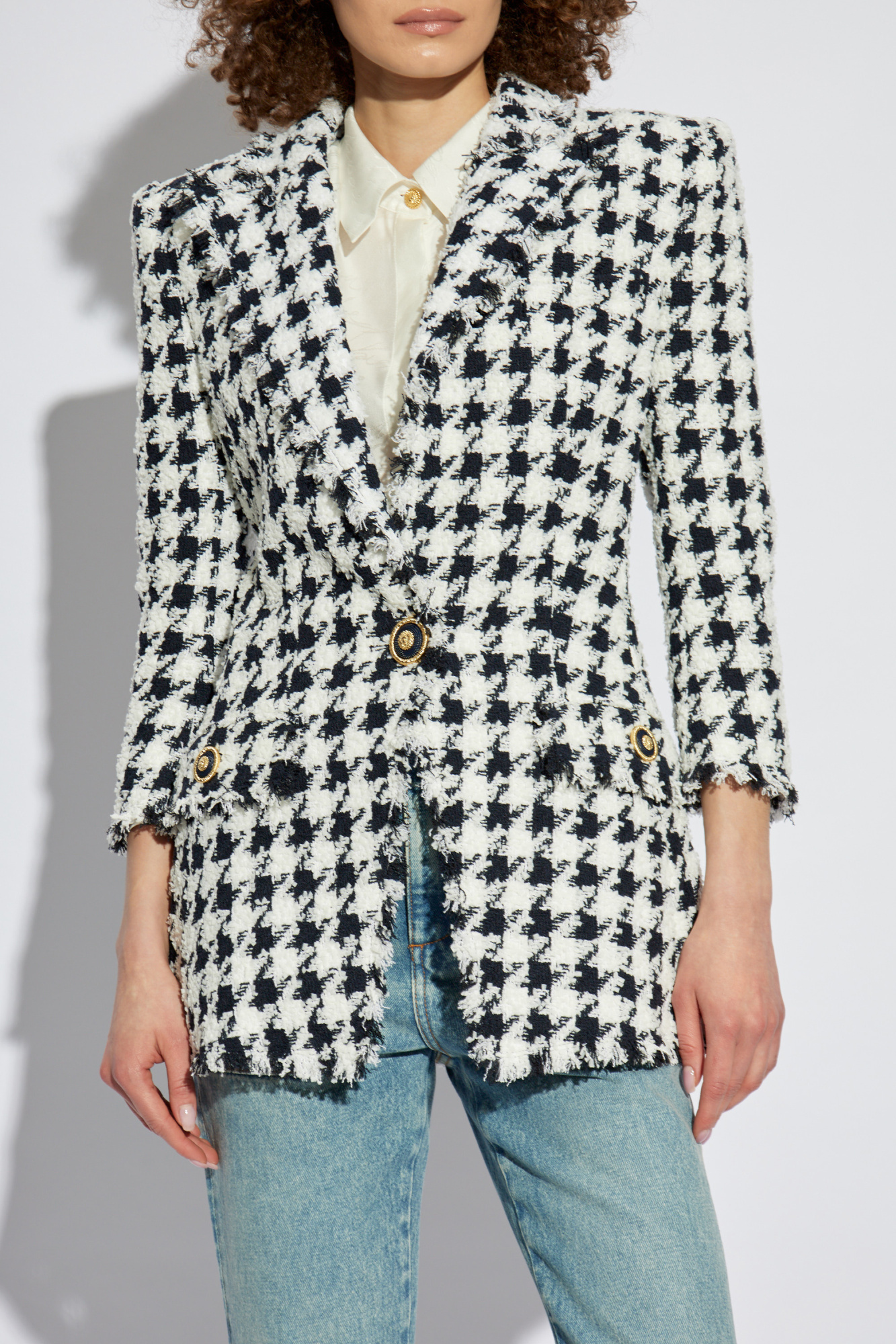 【定価60万以上✨️BALMAIN】 ツイード ジャケット千鳥 金ボタン 34 定価60万以上✨️BALMAIN】 ツイード ジャケット千鳥 金ボタン 34